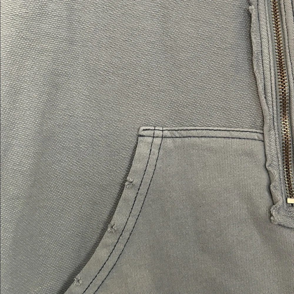 We the Free Cropped Half Zip Sweatshirt Frayed Trim Seams Cotton Size M